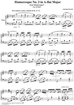 Humoresque No. 3 in A-flat major - from "Humoresques" - Op. 101 - B187