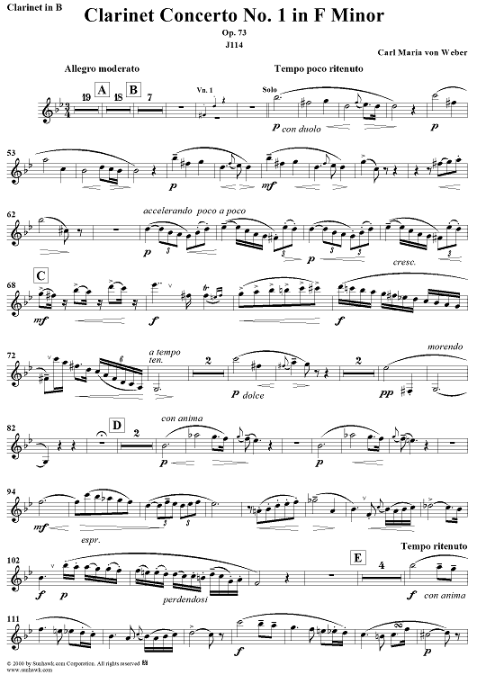 Clarinet Concerto No. 1 in F Minor, Op. 73 - Clarinet