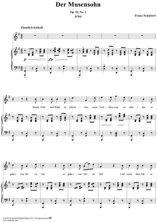 Der Musensohn, Op. 92, No. 1, D764
