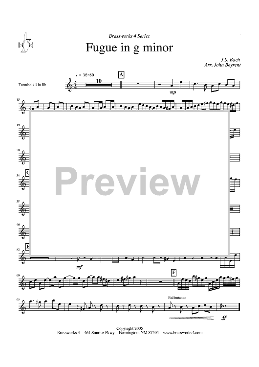 Fugue in g minor - Trombone 1 in Bb