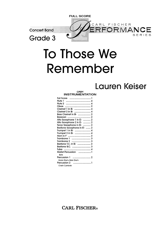 To Those We Remember - Score