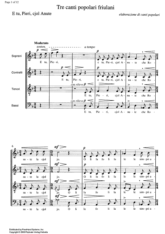 Tre canti popolari friulani