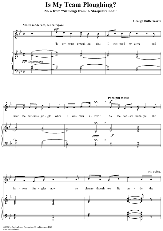 Six Songs from 'A Shropshire Lad', No. 6, Is My Team Ploughing?