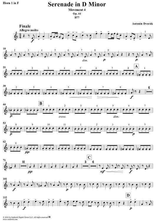Serenade in D Minor, Op. 44, Movement 4 - Horn in F 1