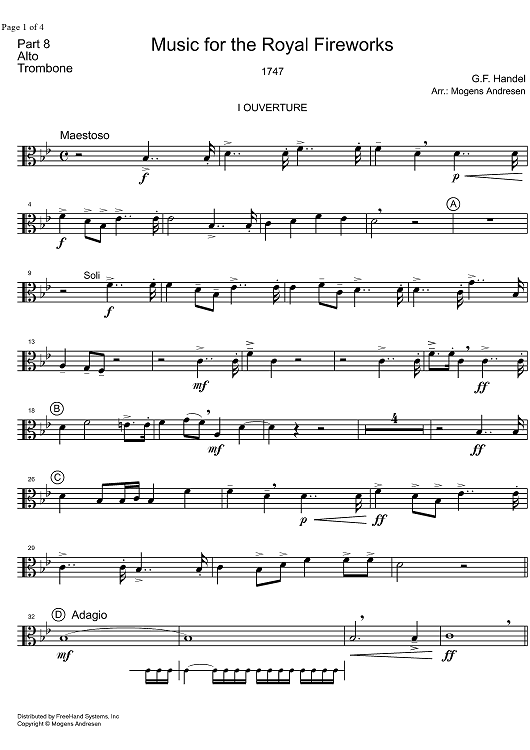 Music for the Royal Fireworks HWV 351 - Alto Trombone