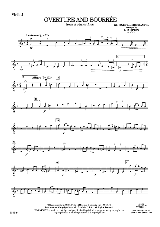 Overture and Bourrée from Il Pastor Fido - Violin 2