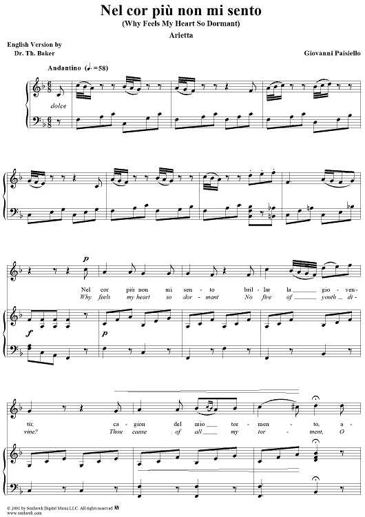 Nel cor più non mi sento