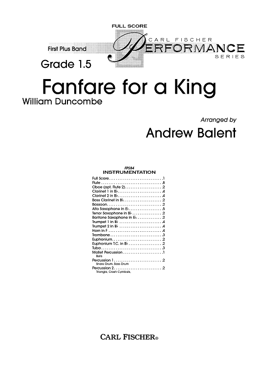 Fanfare for a King - Score