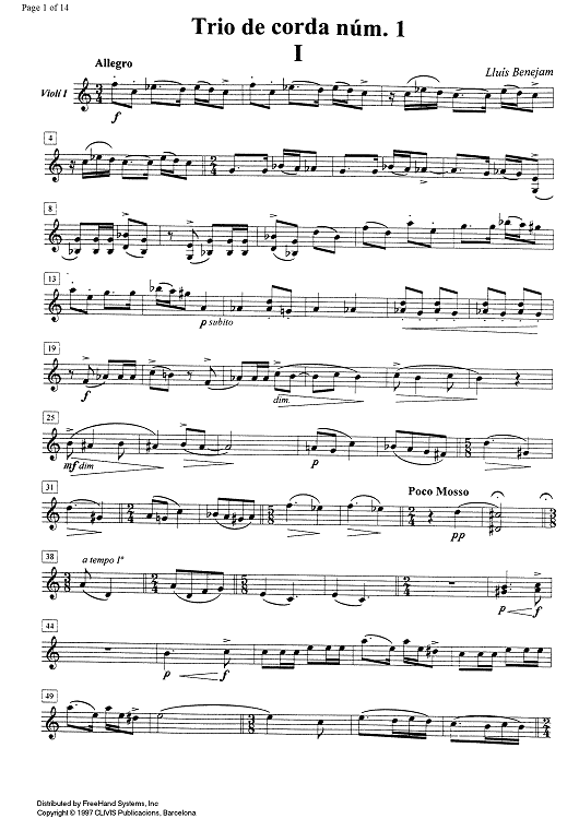 Trio de corda núm. 1 (String trio No. 1) - Violin 1