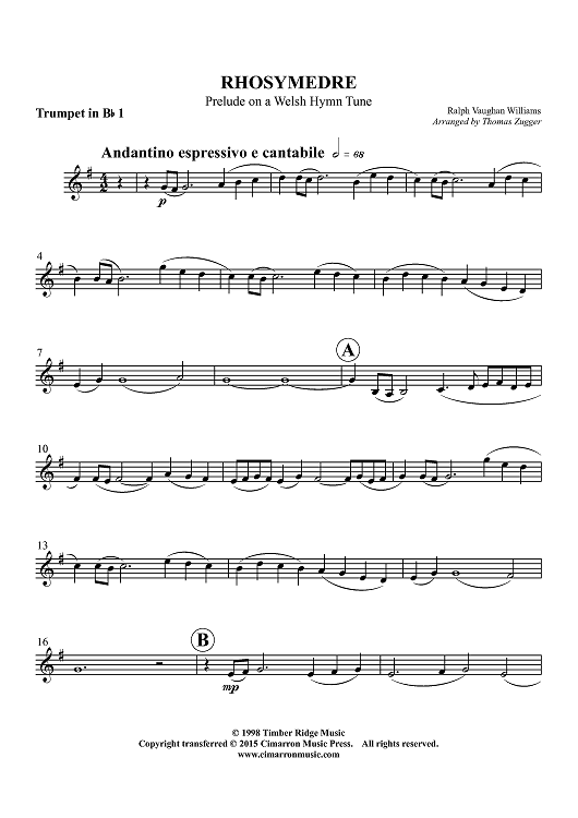 RHOSYMEDRE - Prelude on a Welsh Hymn Tune - Trumpet 1 in Bb