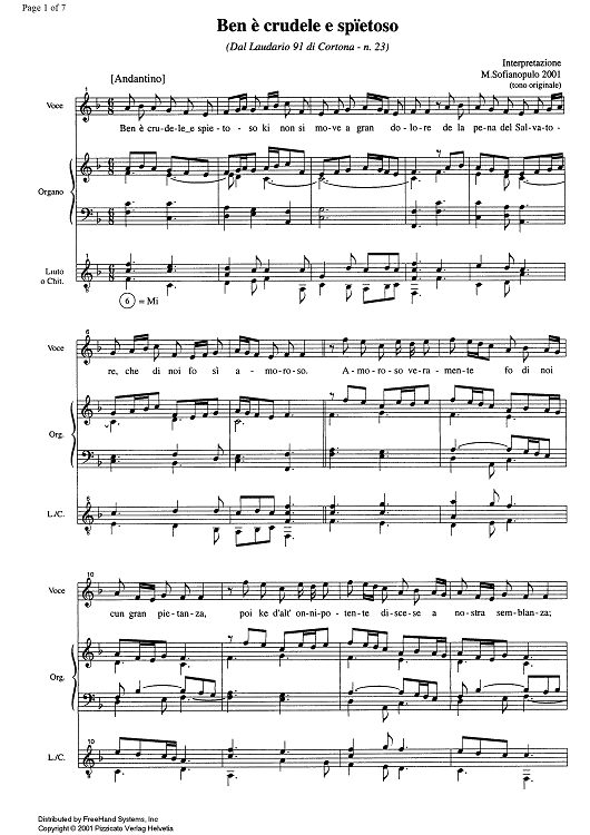 Ben è crudele e spïetoso - Score