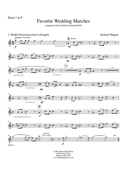 Favorite Wedding Marches - Horn 1 in F