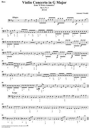 Violin Concerto in G Major    - from "L'Estro Armonico" - Op. 3/3  (RV310) - Bass