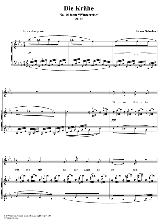 Winterreise (Song Cycle), Op.89, No. 15 - Die Krähe, D911 - No. 15 from "Winterreise"  Op.89