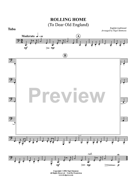 Rolling Home (To Dear Old England) - Tuba