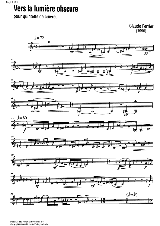 Vers la lumière obscure (Towards the dark light) - Trumpet in C 2