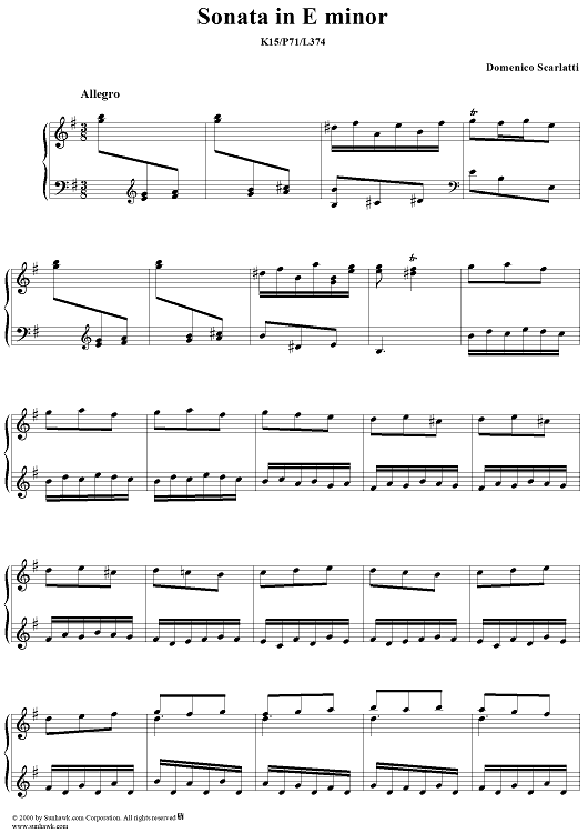 Sonata in E minor, K. 15