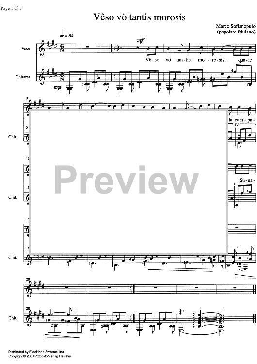 Vêso vò tantis morosis - Score