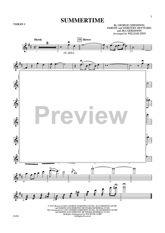 Summertime - Violin 1