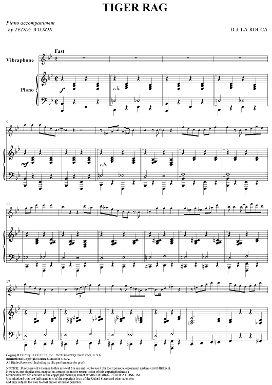 Tiger Rag - Piano Score