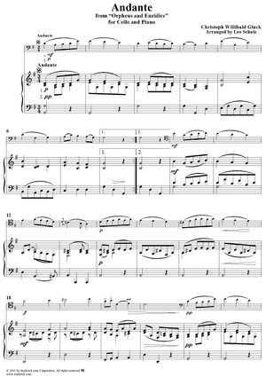 Andante from "Orpheus and Euridice" - Piano