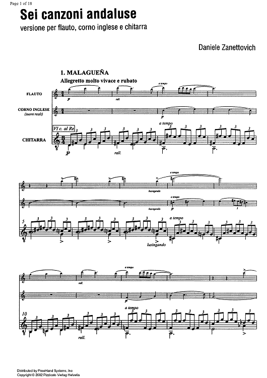 6 canzoni andaluse (6 andalusian songs) - Score