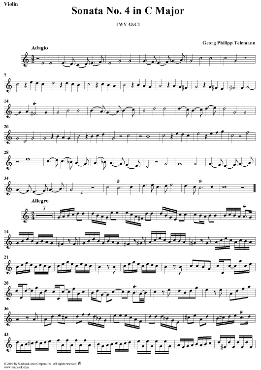 Sonata No. 4 in C Major - Violin