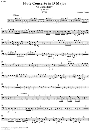 Flute Concerto in D Major ("Il Gardellino"), op. 10, no. 3 - Cello