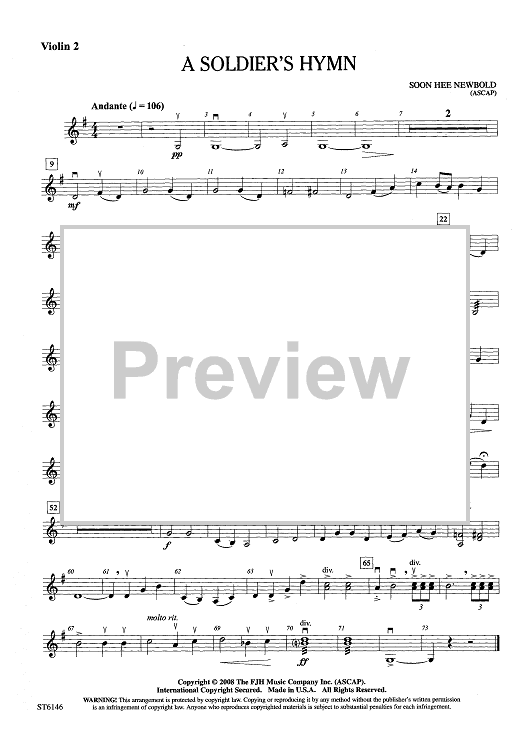 A Soldier's Hymn - Violin 2