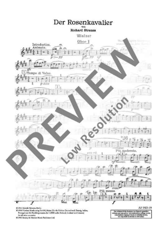 Der Rosenkavalier - Oboe I