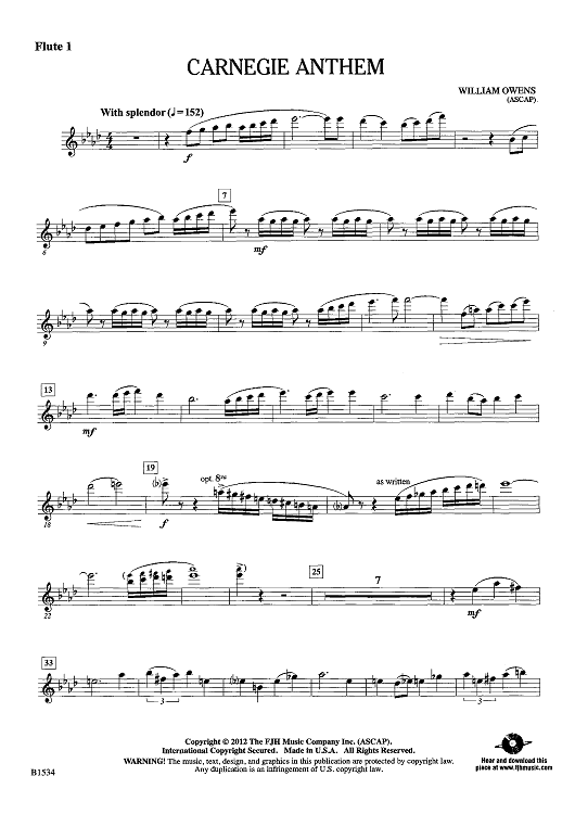 Carnegie Anthem - Flute 1