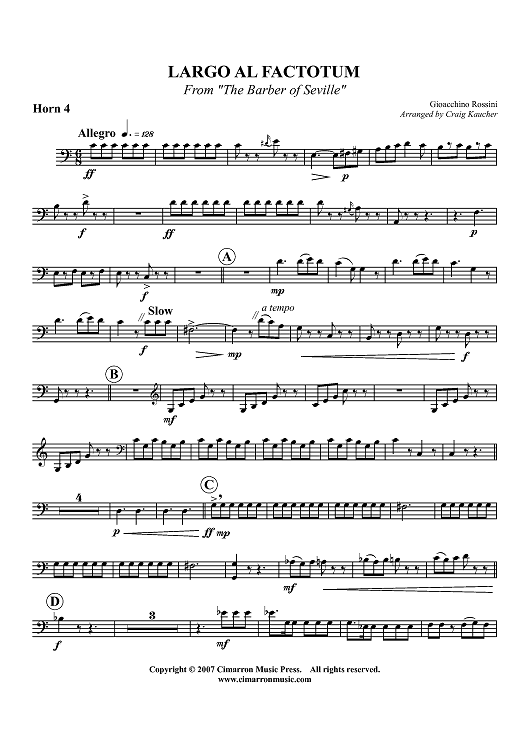 Largo al Factotum - From "The Barber of Seville" - Horn 4 in F