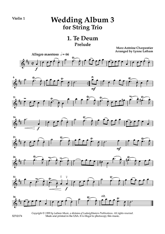 Wedding Album 3 for String Trio - Violin 1