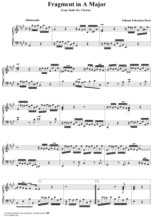 Fragment of a Suite for Clavier in A Minor  (BWV 824)