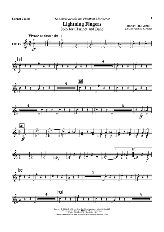 Lightning Fingers - Solo for Clarinet and Band - Cornet 2 in Bb
