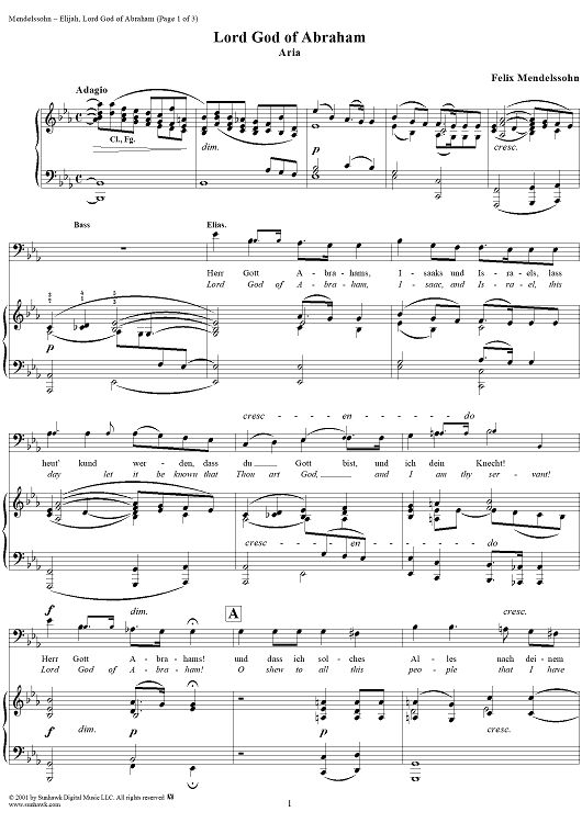 Lord God of Abraham - No. 14 from "Elijah", part 1
