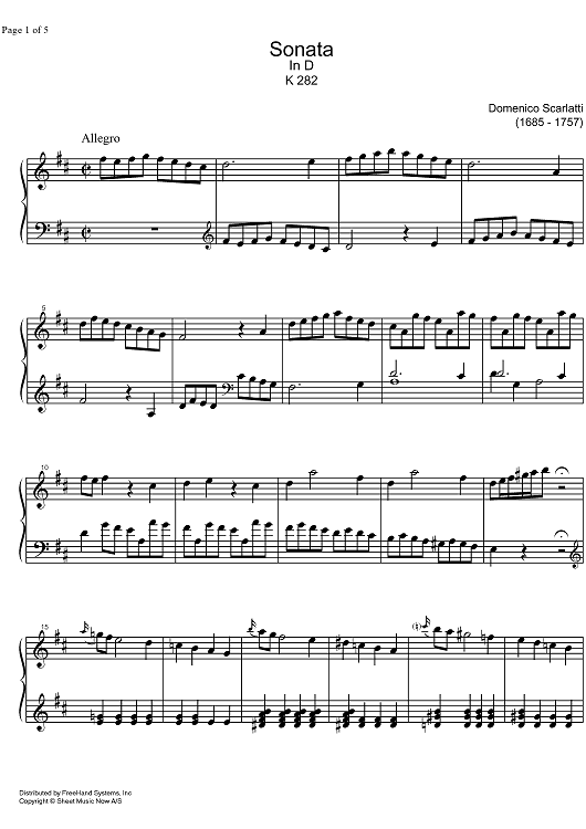 Sonata D Major K282