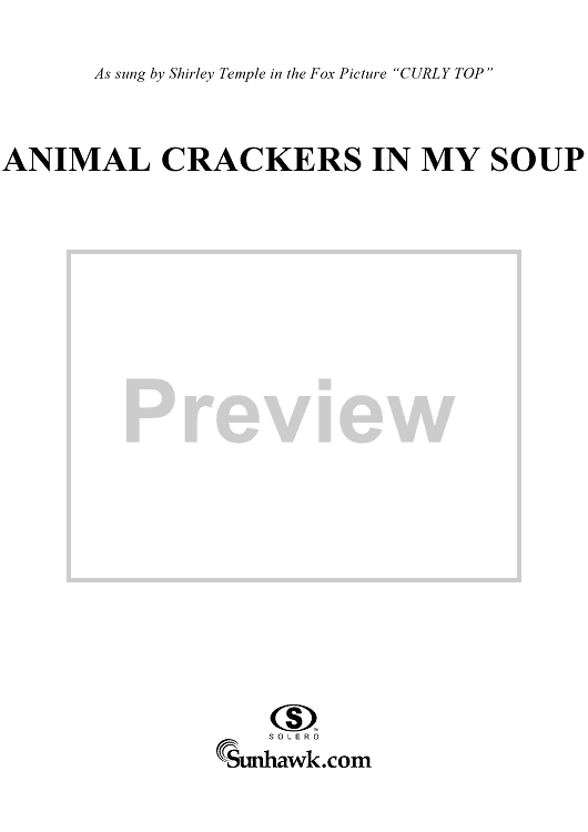 Animal Crackers In My Soup" Sheet Music by Shirley Temple for Easy