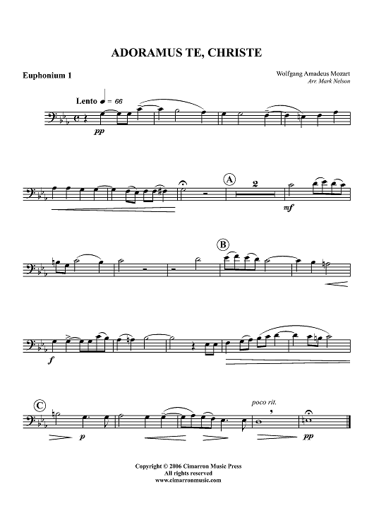 Adoramus Te, Christe - Euphonium 1 BC/TC
