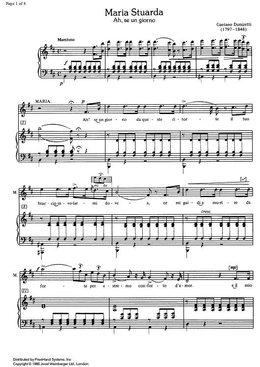 Ah, se un giorno from Maria Stuarda" Sheet Music for Soprano 