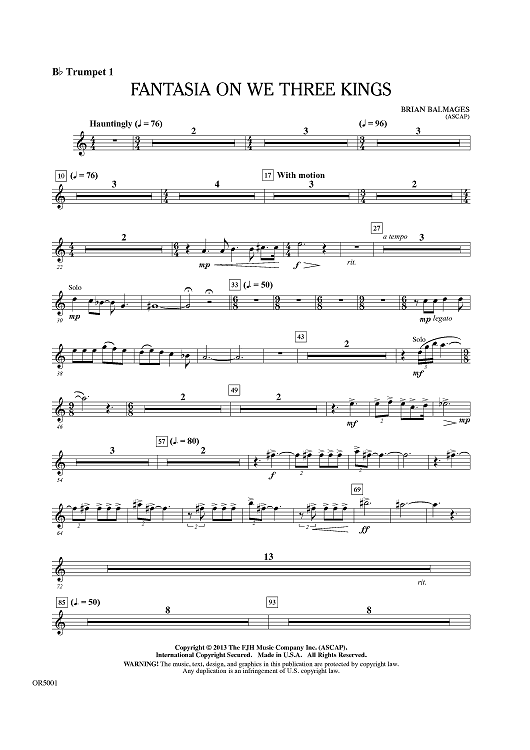 Fantasia On We Three Kings - Bb Trumpet 1
