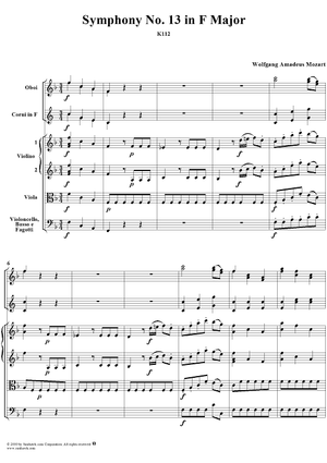 Symphony No. 13 in F Major, K112 - Full Score