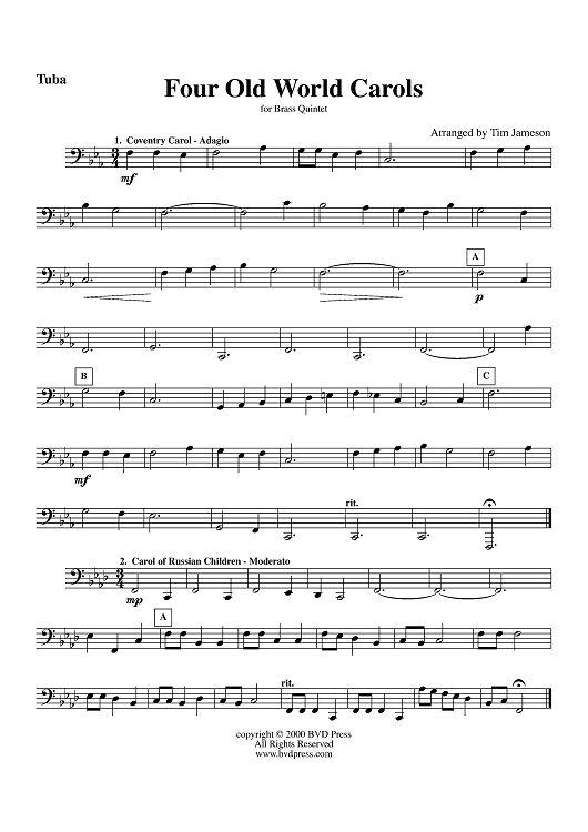 Four Old World Carols - Tuba