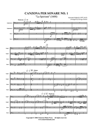 Canzon per Sonare No. 1 "La Spiritata" (1608) - Score