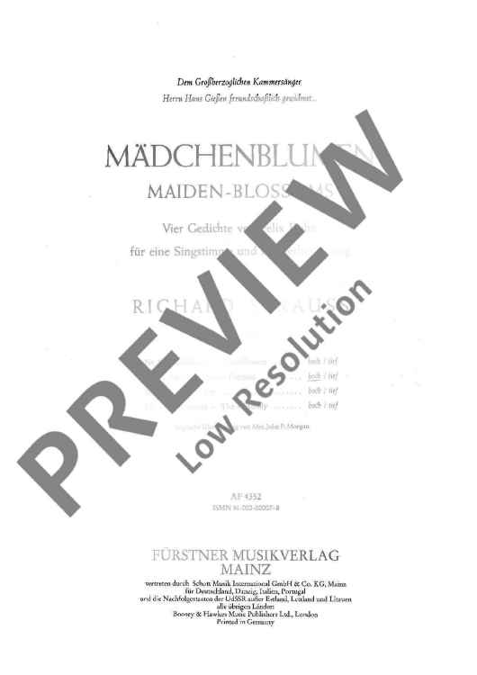 Maiden-Blossoms – Four Poems by Felix Dahn for Voice and Piano in G major