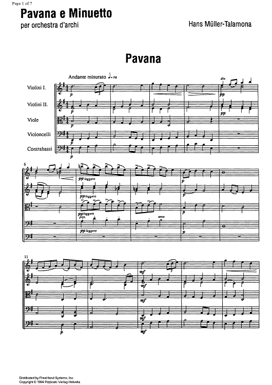 Pavana e Minuetto - Full Score