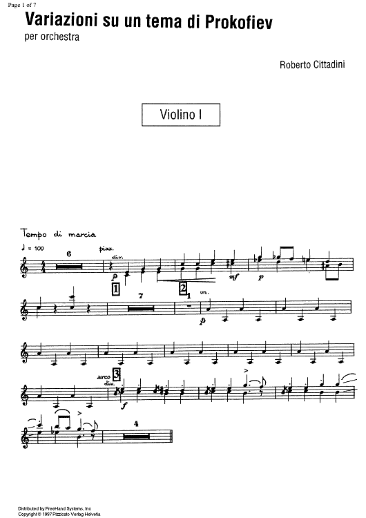 Variazioni su un tema di Prokofiev - Violin 1