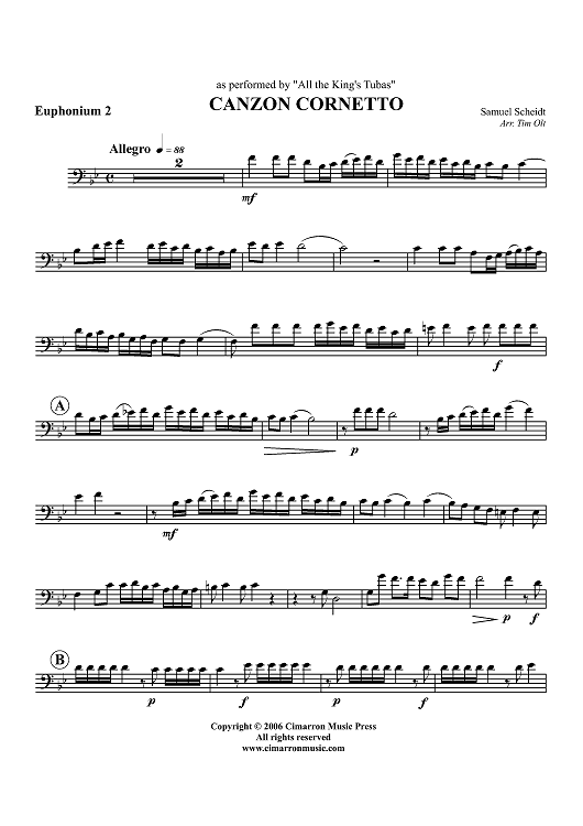 Canzon Cornetto - Euphonium 2 BC/TC
