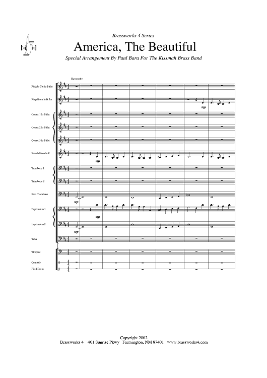 America, The Beautiful - Score