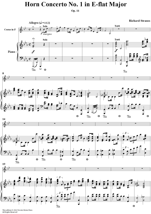 Horn Concerto No. 1 - Piano Score
